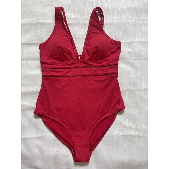 Sea Level Swim Essentials Spliced One Piece Swimsuit In Red Sz 12 New W/O Tag - Picture 4 of 10